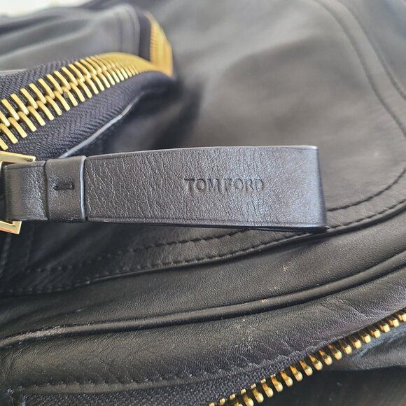 TOM FORD Black Leather Jennifer Double Zip Shoulder Bag Handbag Purse - Picture 4 of 16